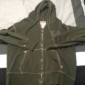 Forest green True Religion Hoodie